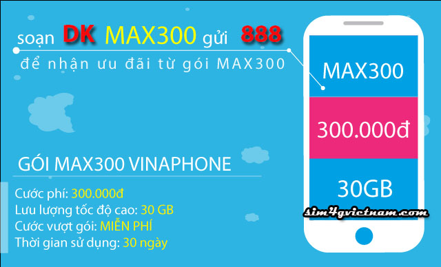 gói cước ưu đãi max300 vinaphone
